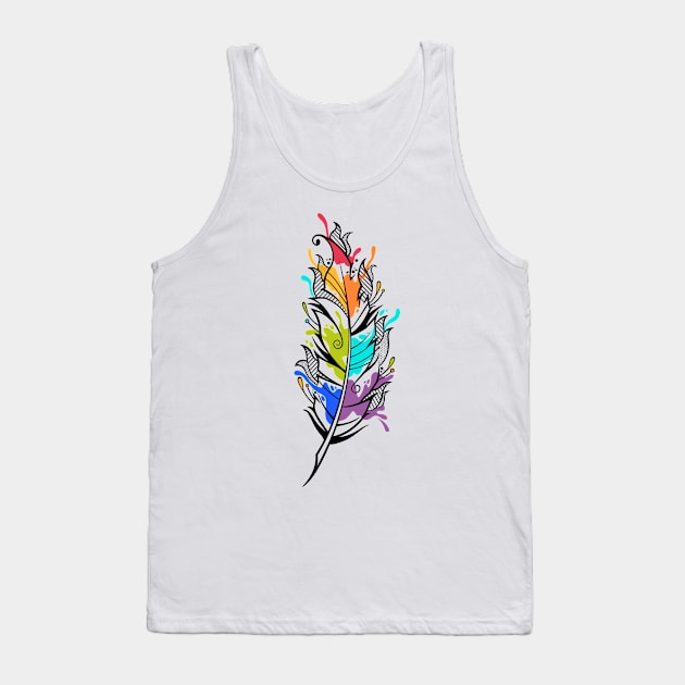 Beautiful colorful bird feather with watercolor paints Tank Top by Razym